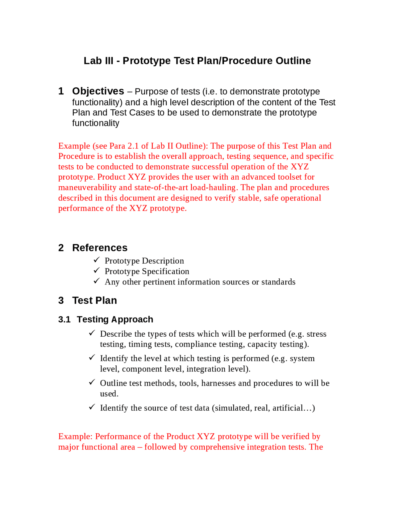 Prototype Testing Checklist Lab III - Prototype Test Plan/Procedure Outline | CS 411W - Docsity
