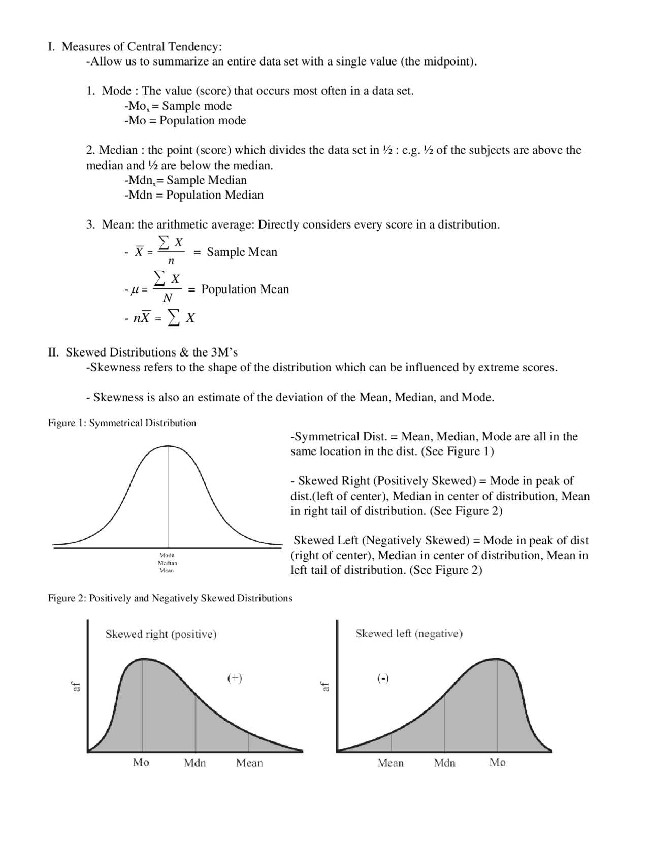 Lecture Notes on Measures of Central Tendency - Skewed Distributions ...