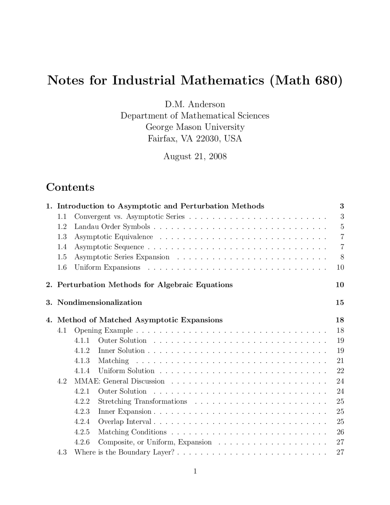 Industrial Mathmatics Examples Notes for Industrial Mathematics | MATH 680 - Docsity