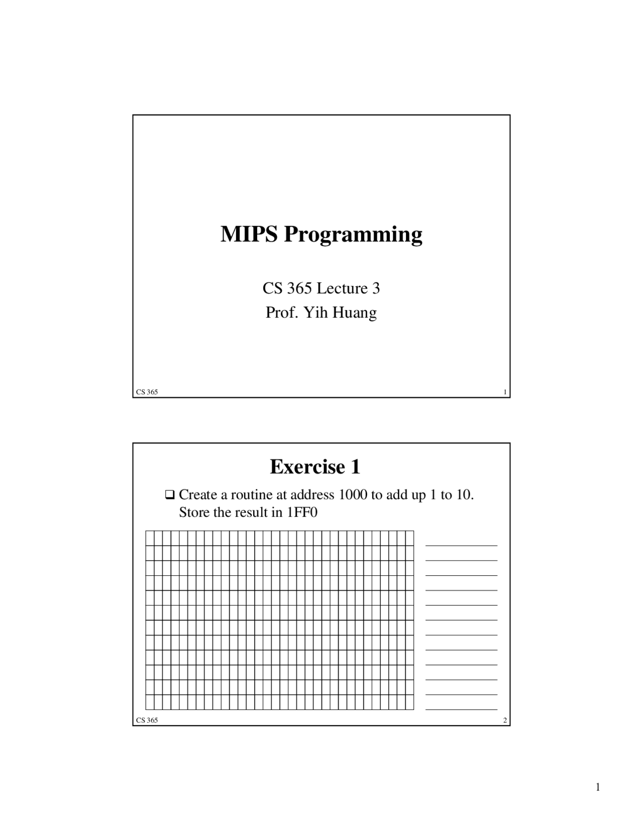 MIPS Programming - Lecture Slides | CS 365 - Docsity