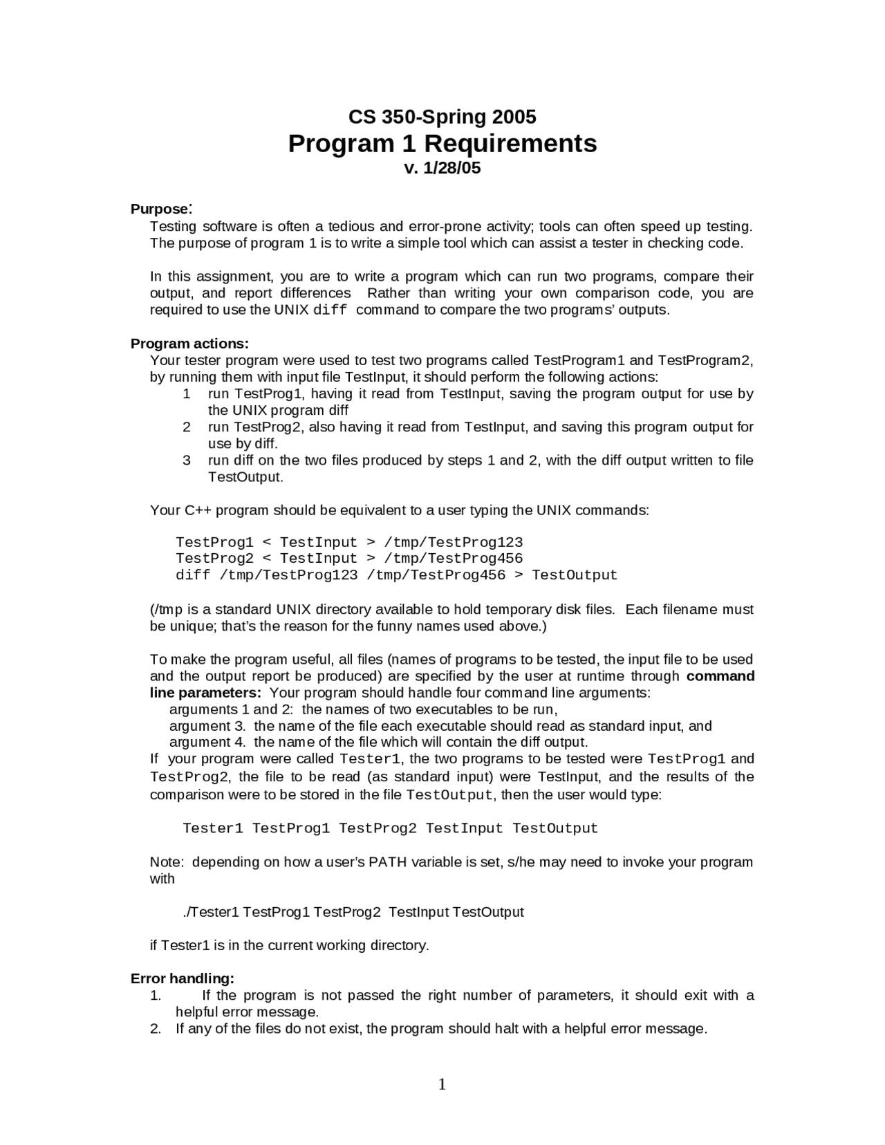 Program 1 Requirements - Introduction to Software Engineering | CS 350 ...