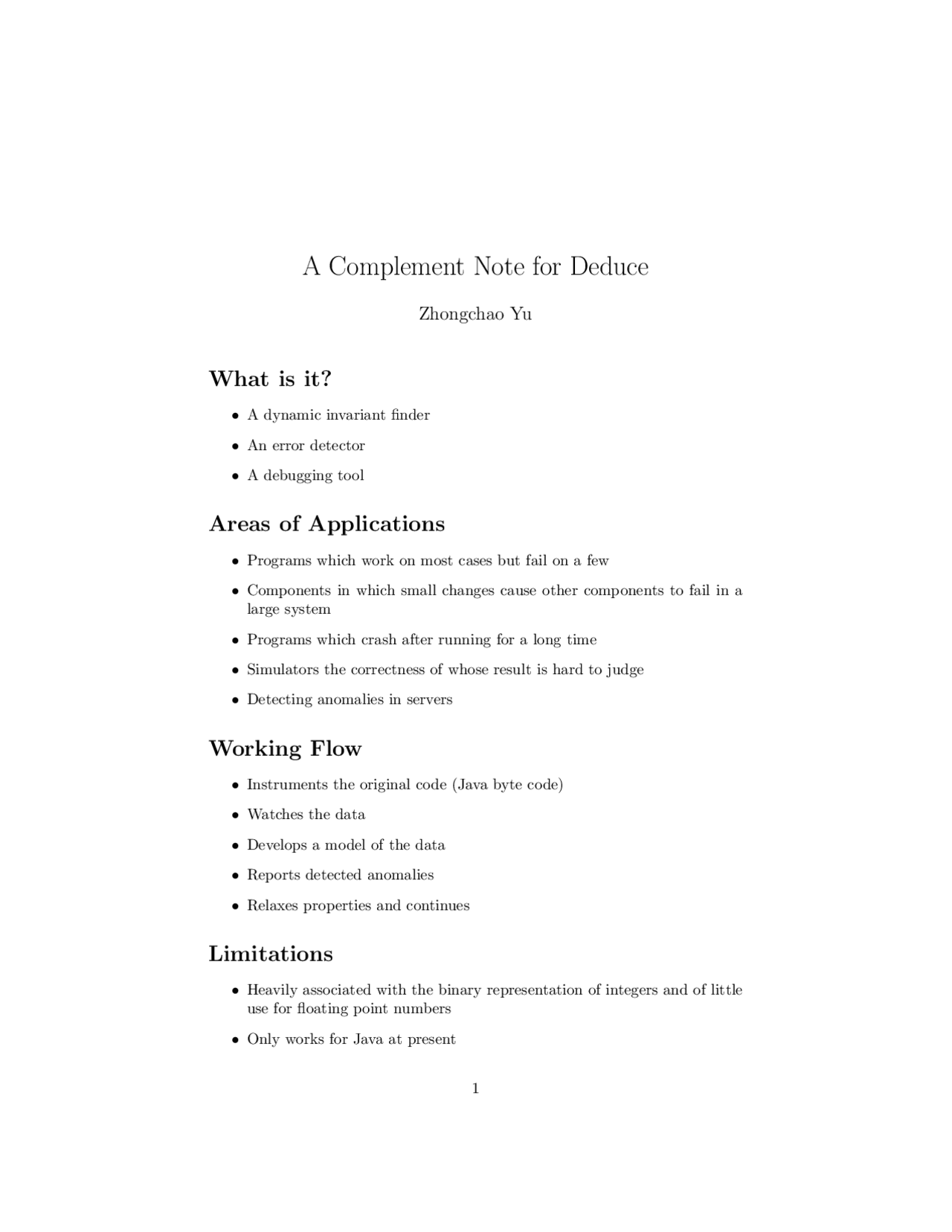 A Compliment Note for deduce and Areas of Applications | CMSC 631 - Docsity