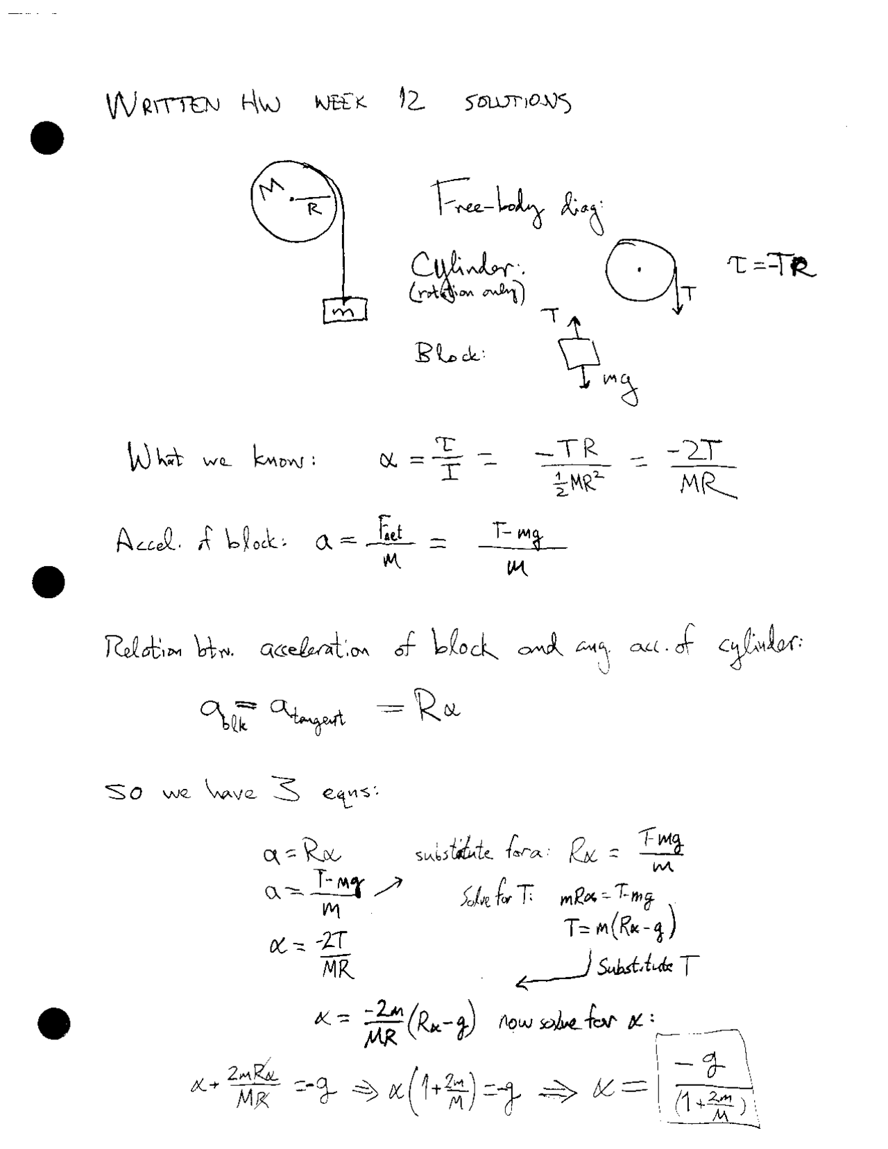 Handout Homework Solution - General Physics 1 | PHYS 2010 - Docsity