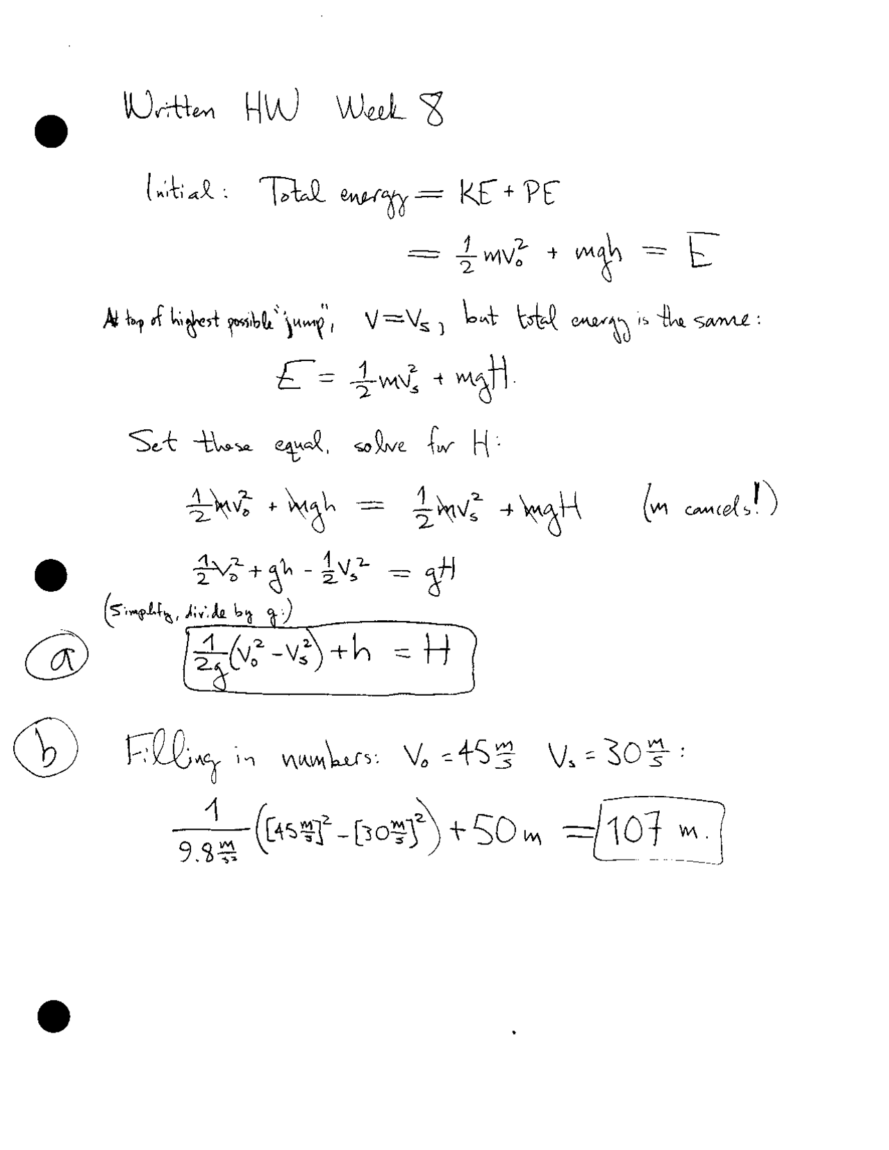 Handwritten Homework 8 - General Physics I | PHYS 2010 - Docsity