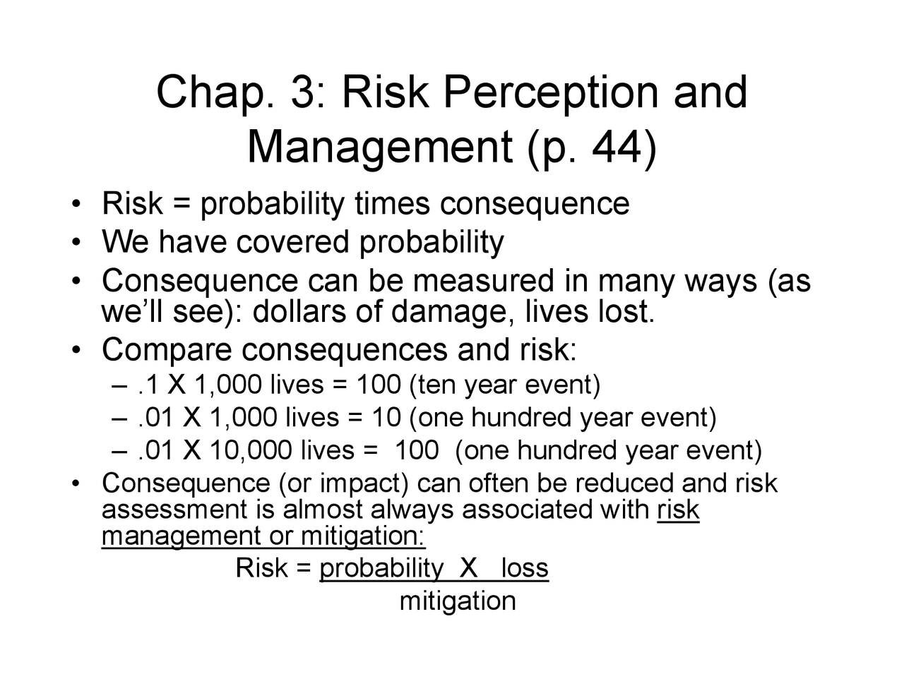 Risk Perception and Management - Lecture Slides | GEOG 3402 - Docsity