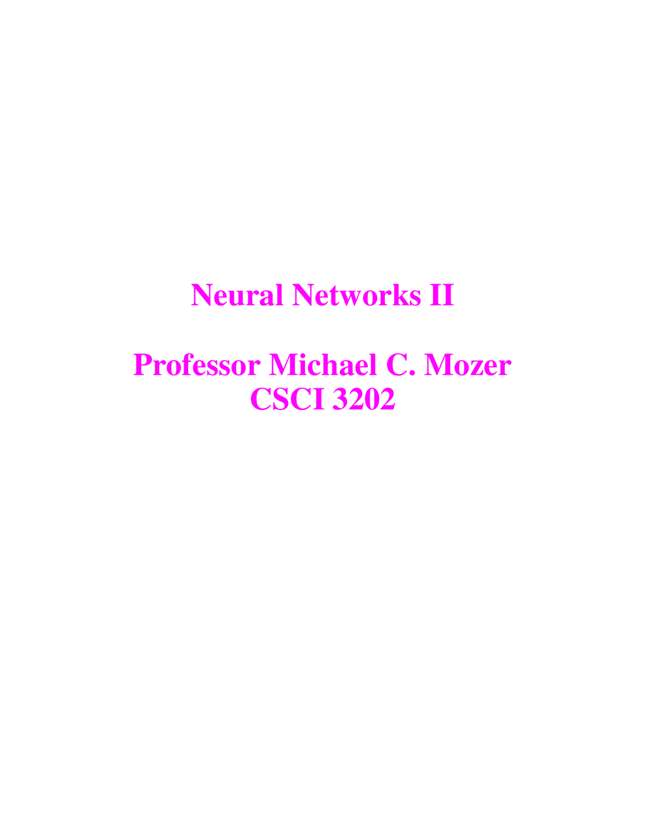 Lecture Notes on Neural Network II - Introduction to Artificial ...