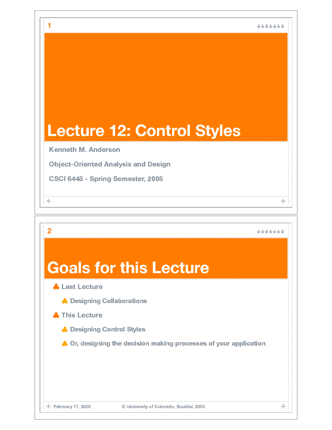 Lecture Slides on Control Styles - Object Oriented Analysis and Design ...