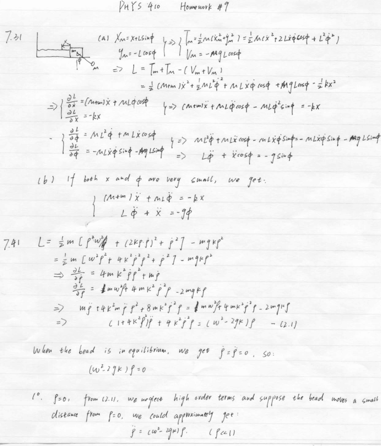 Solutions Of Homework 9 Classical Mechanics Phys 410 Docsity Solutions Of Homework 9 Classical Mechanics Phys 410 Docsity
