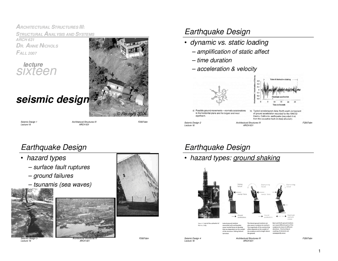 Lecture Slides on Seismic Design - Applied Architectural Structures ...