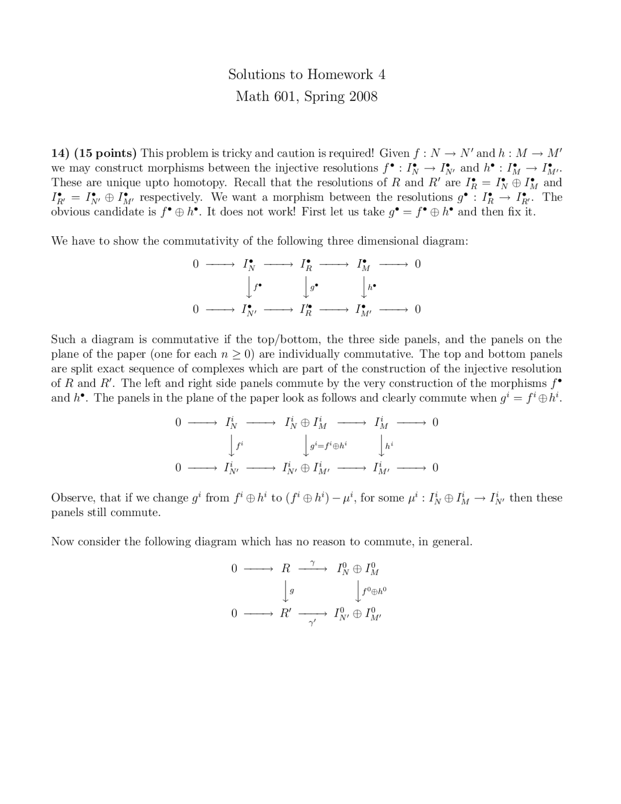 Solutions to Homework 4 - Abstract Algebra II | MATH 601 - Docsity