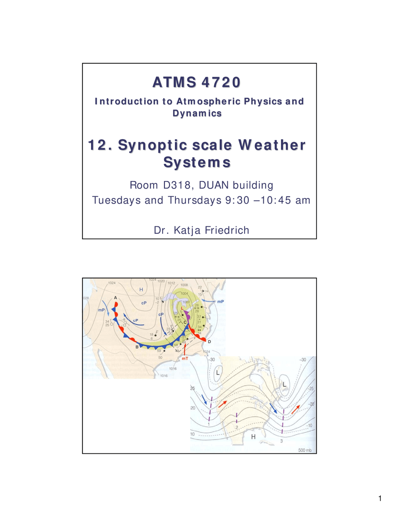 Slides on Synoptic Scale Weather Systems | ATOC 4720 - Docsity
