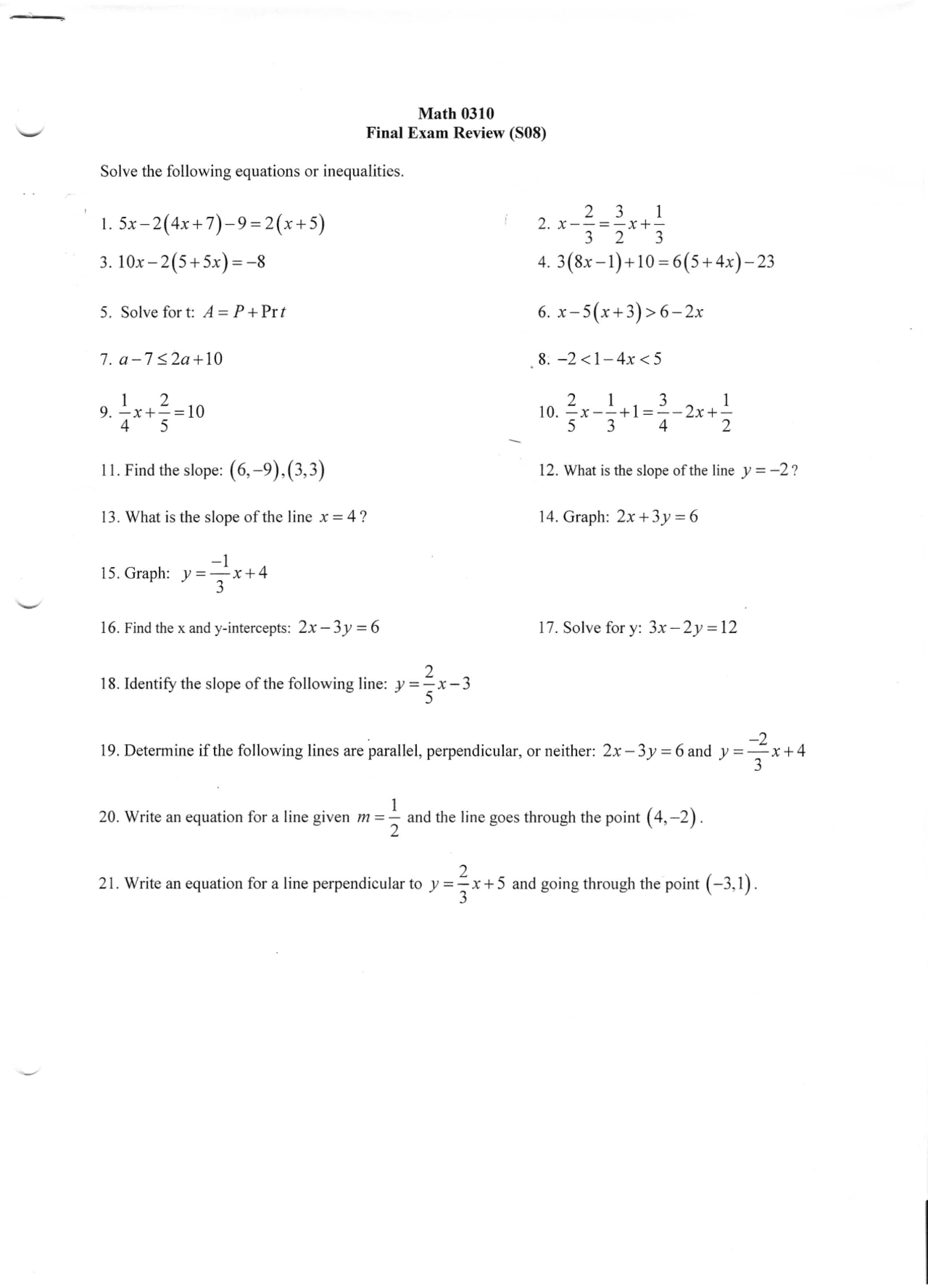 50 Questions of Applied Mathematics l - Final Exam | MATH 311 | Exams ...