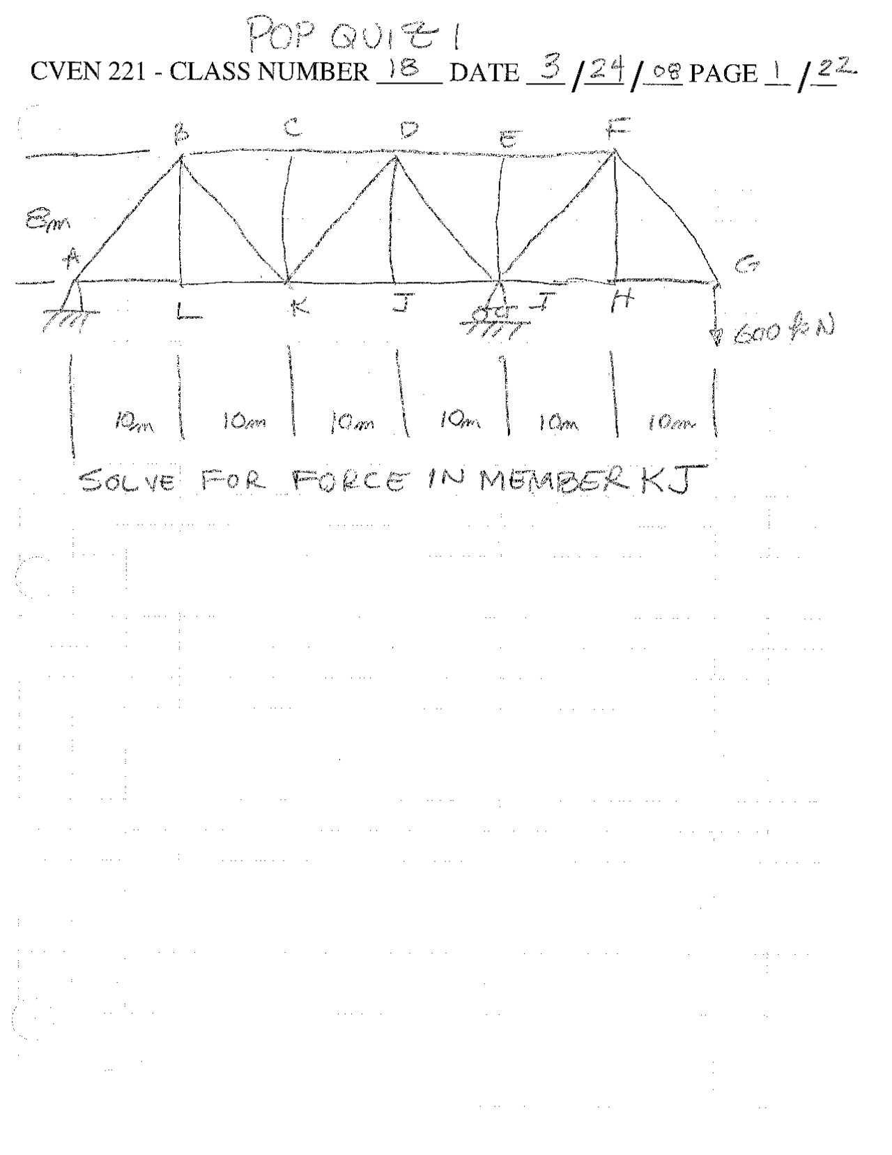 Engineering Mechanics: Statics - Solved Quizzes | CVEN 221 - Docsity