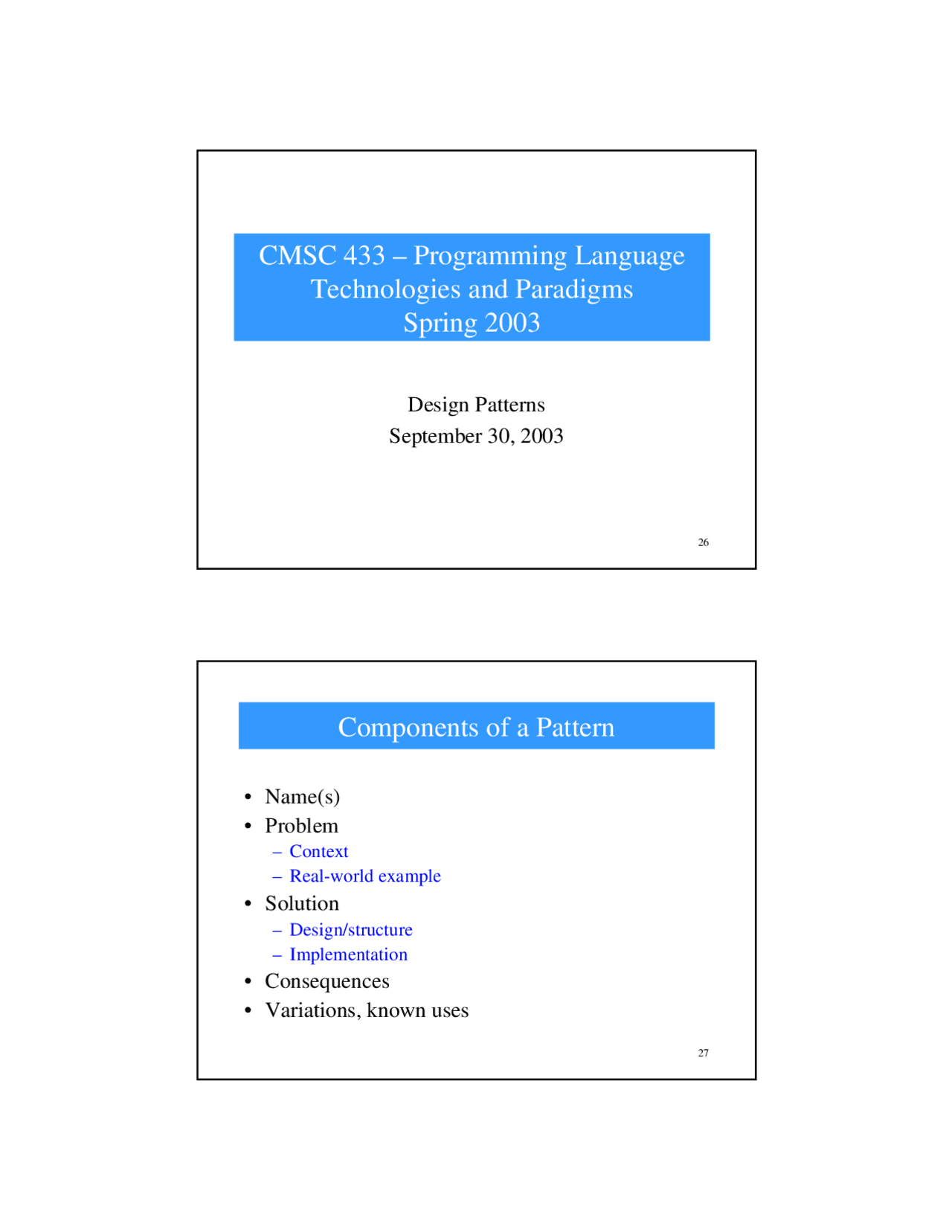 Components of Pattern - Programming Language Technologies and Paradigms ...
