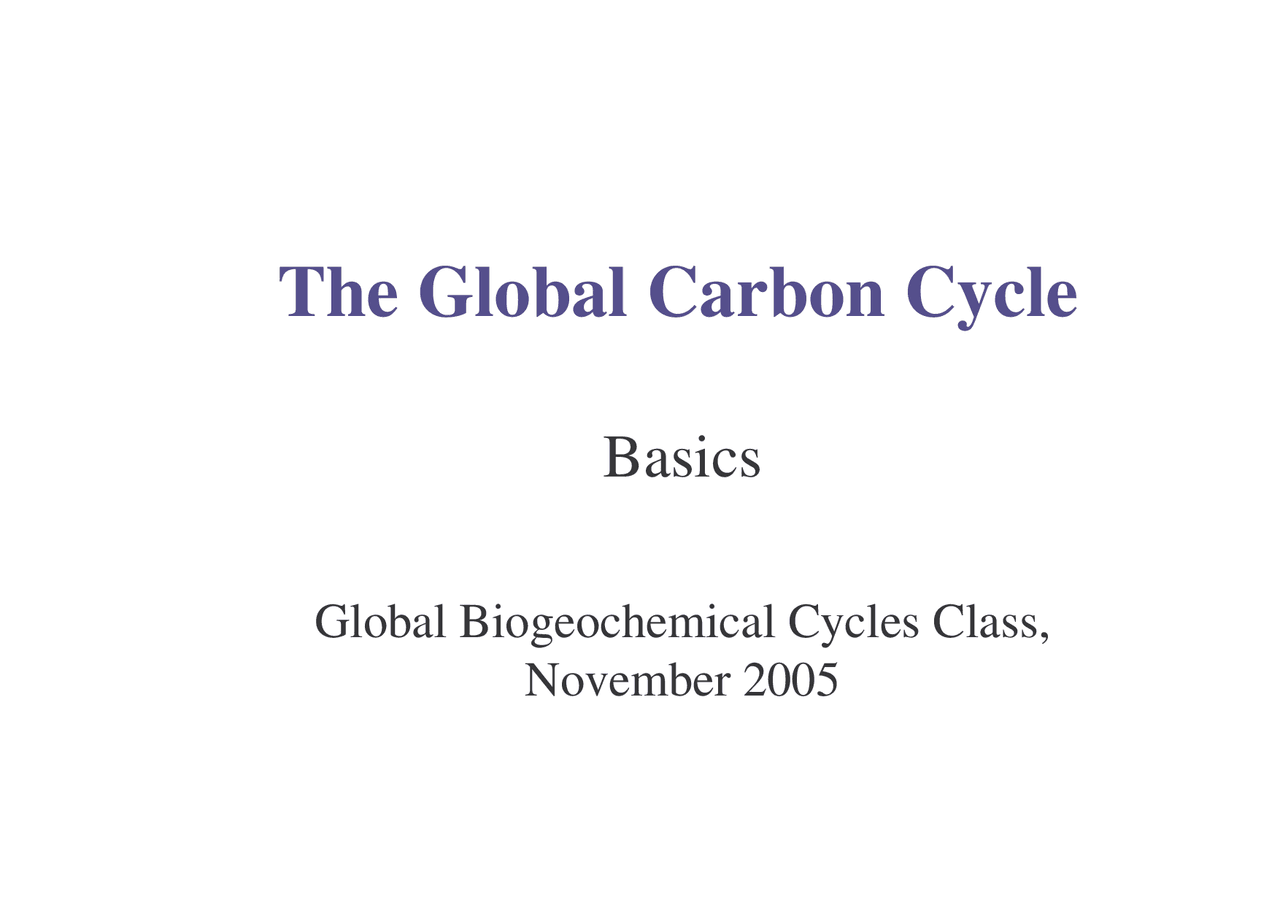 Lecture Slides on Global Carbon Cycle | GEOS 489 - Docsity