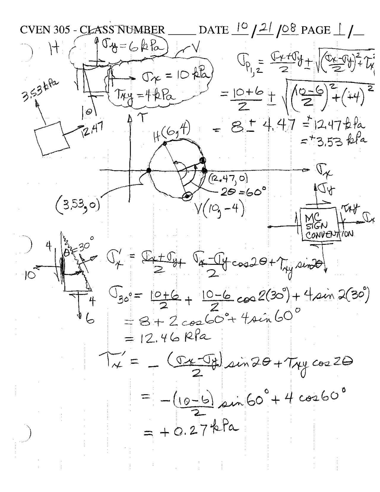 Handwritten Notes on Mechanics of Materials | CVEN 305 - Docsity
