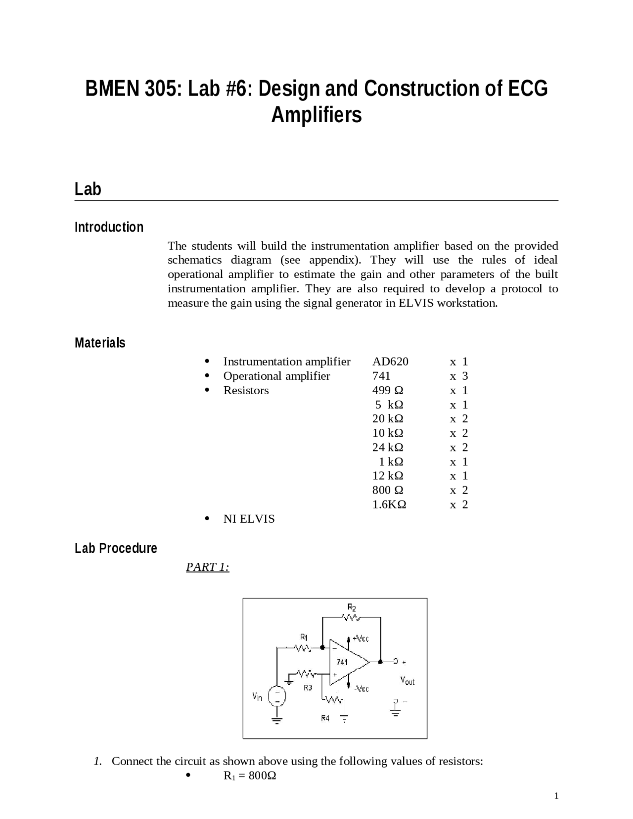 An Introduction to Design and Construction of ECG Amplifier | BMEN 305 ...