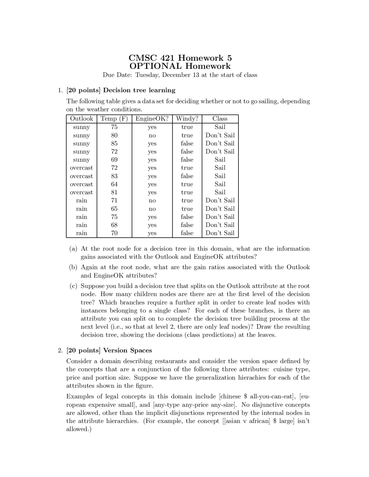 Decision Tree Learning - Introduction to Artificial Intelligence | CMSC ...