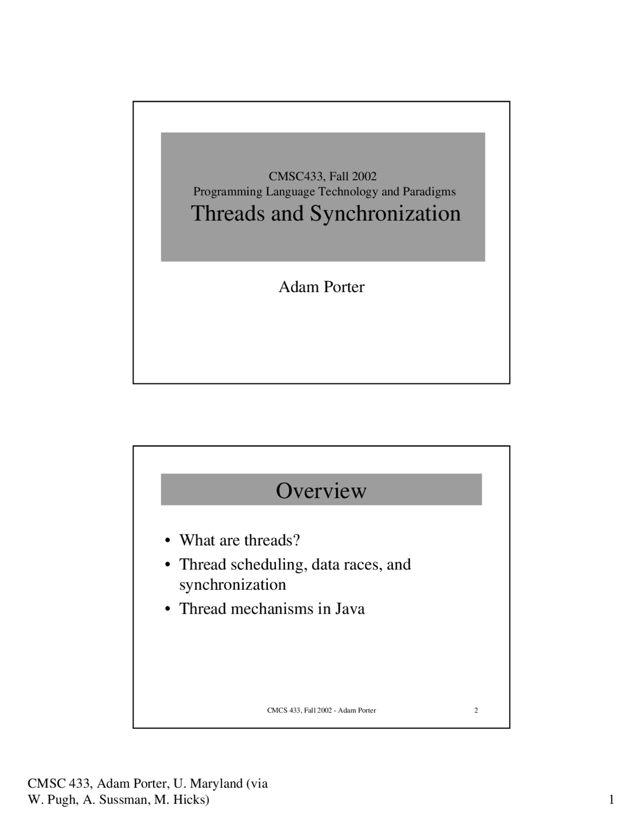 Threads and Synchronization - Programming Language Technology Paradigms ...