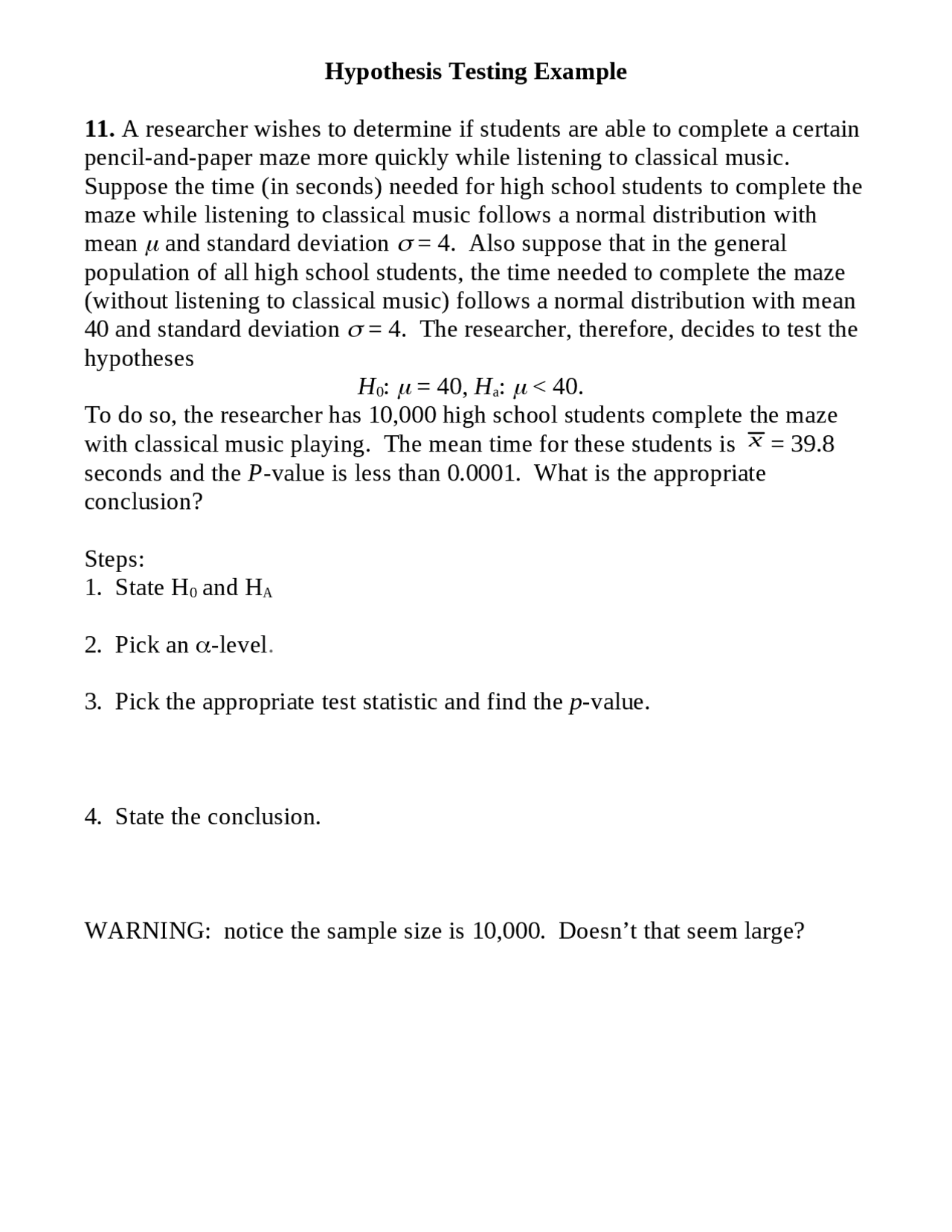 Notes on Hypothesis Testing Examples - Statistical Methods | STAT 302 ...
