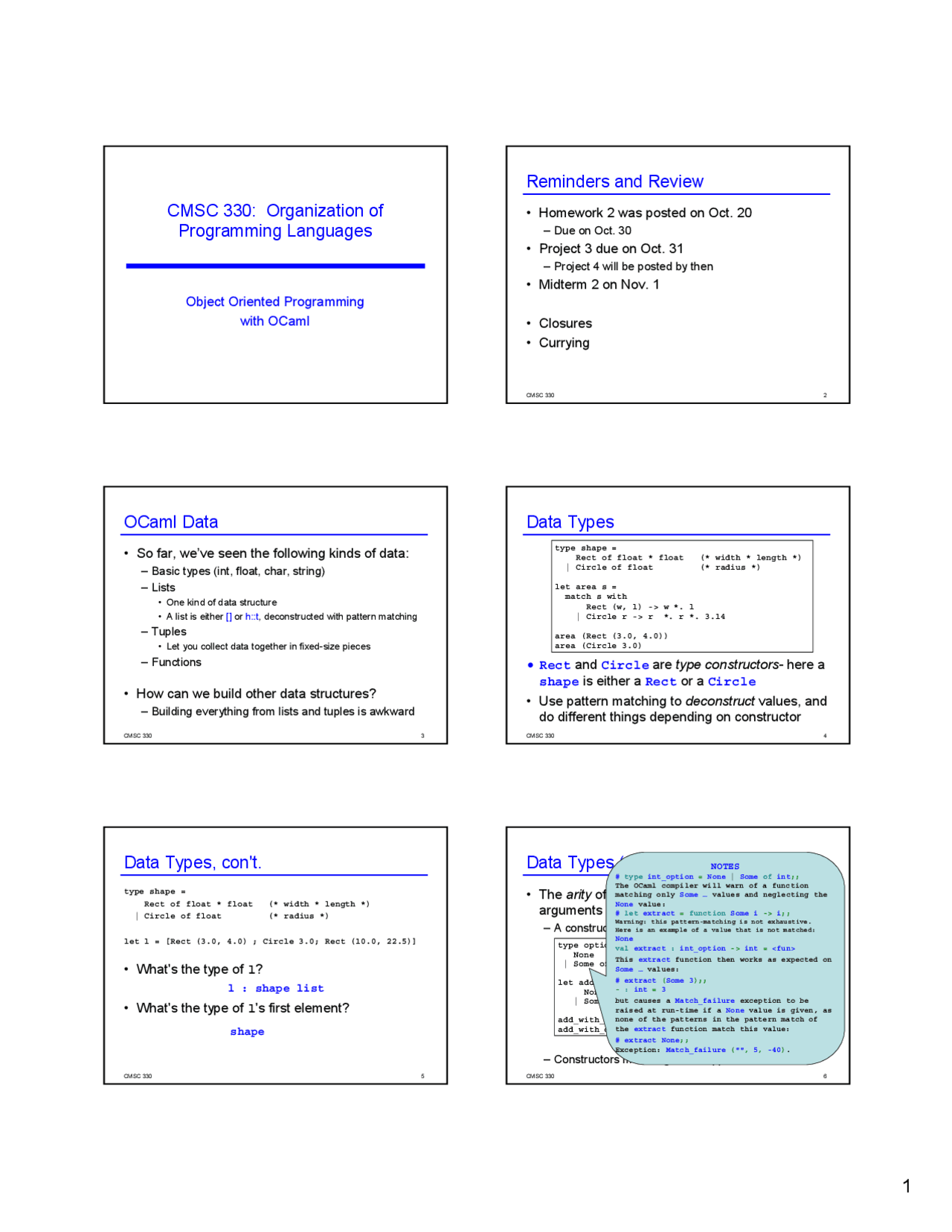 Data - Organization of Programming Languages - Lecture Slides | CMSC ...