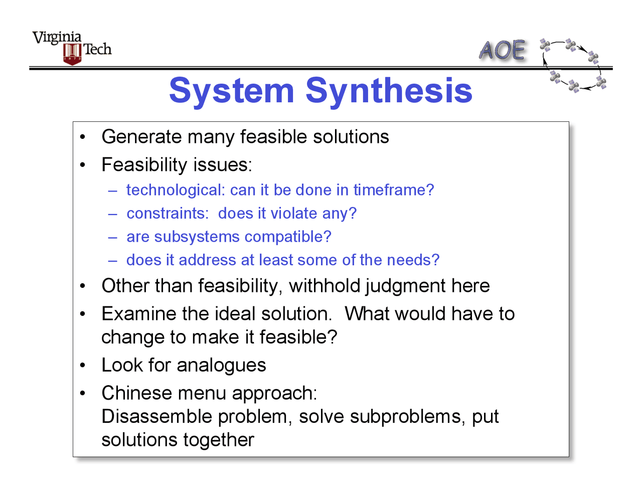 System Synthesis Lecture Notes - Aircraft Design | AOE 4065 - Docsity