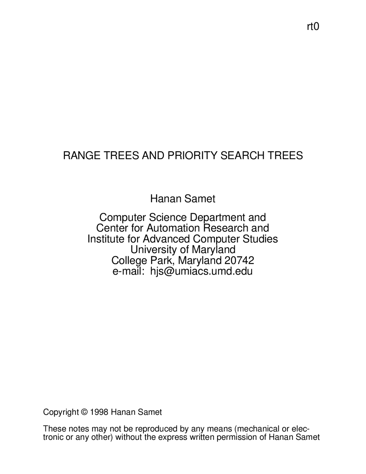 Range Trees and Priority Search Trees - Data Structures | CMSC 420 ...