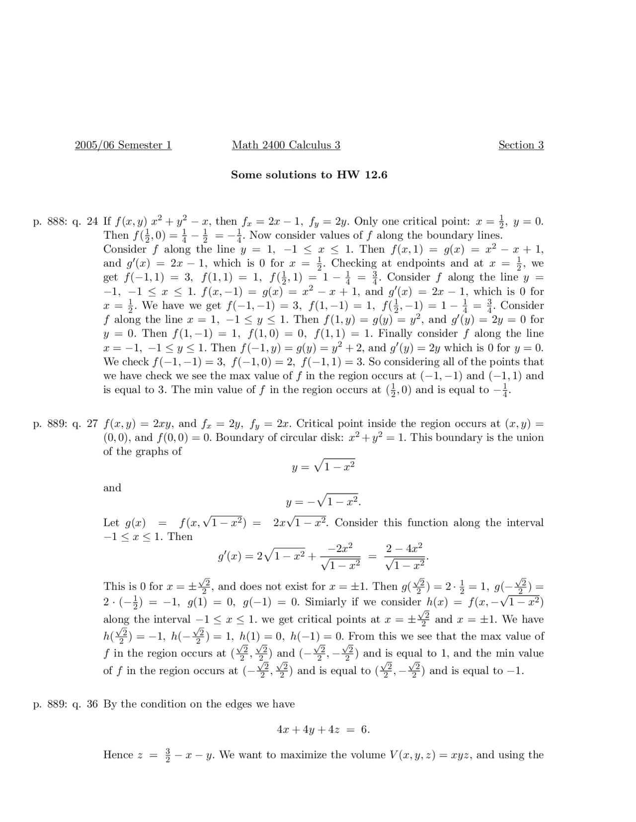 4 Solved Problems On Analytic Geometry And Calculus III Homework 12 4 Solved Problems On Analytic Geometry And Calculus III Homework 12