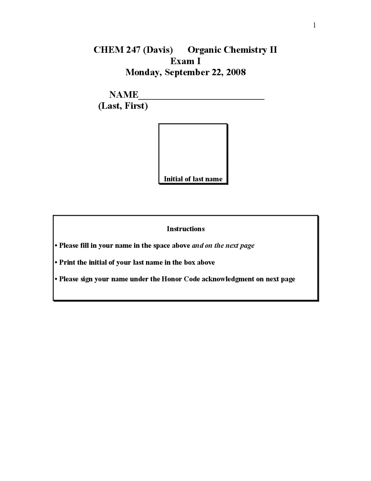 10 Questions on Principle Organic Chemistry II - Exam | CHEM 247 - Docsity