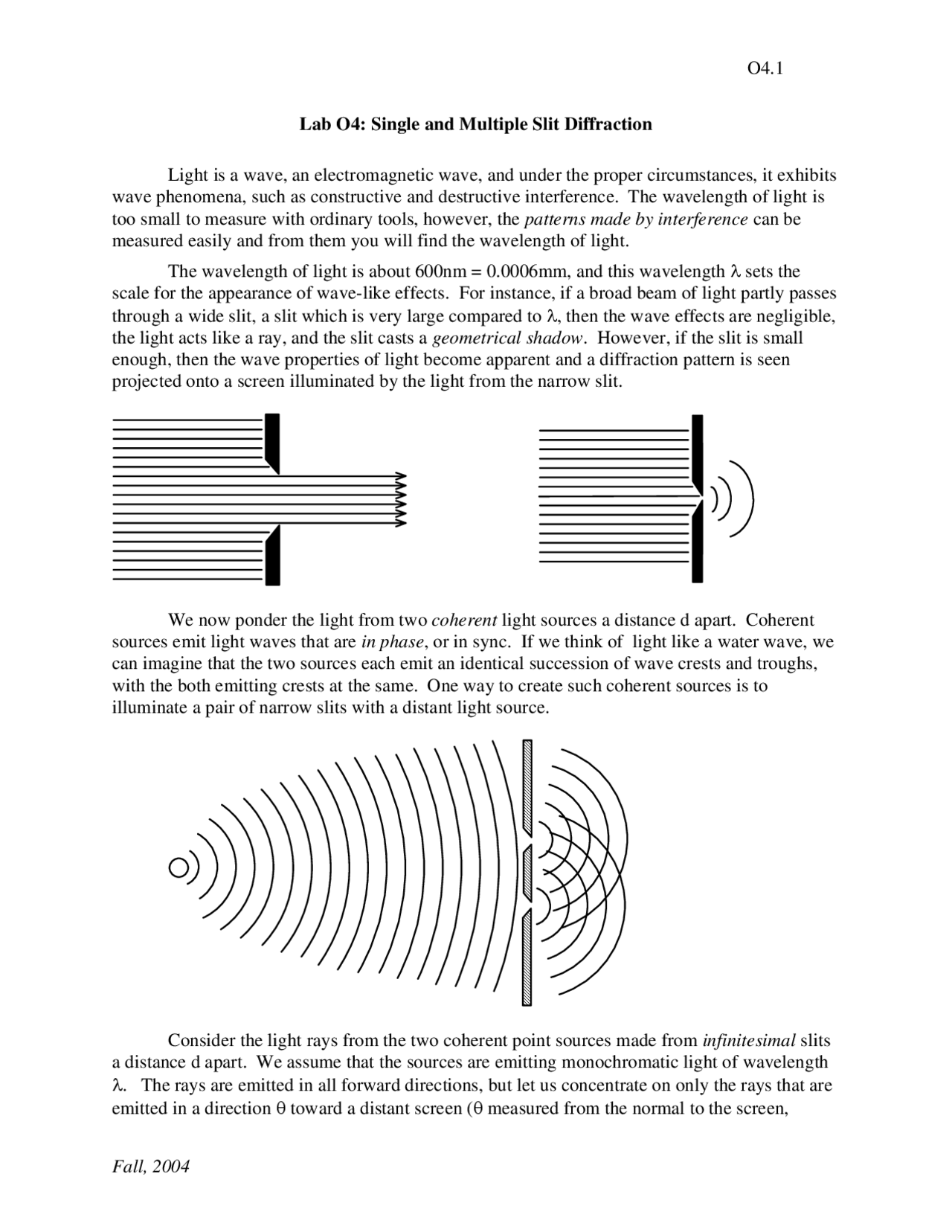 Single and Multiple Slit Diffraction - Experimental Physics I - Lab 4 ...