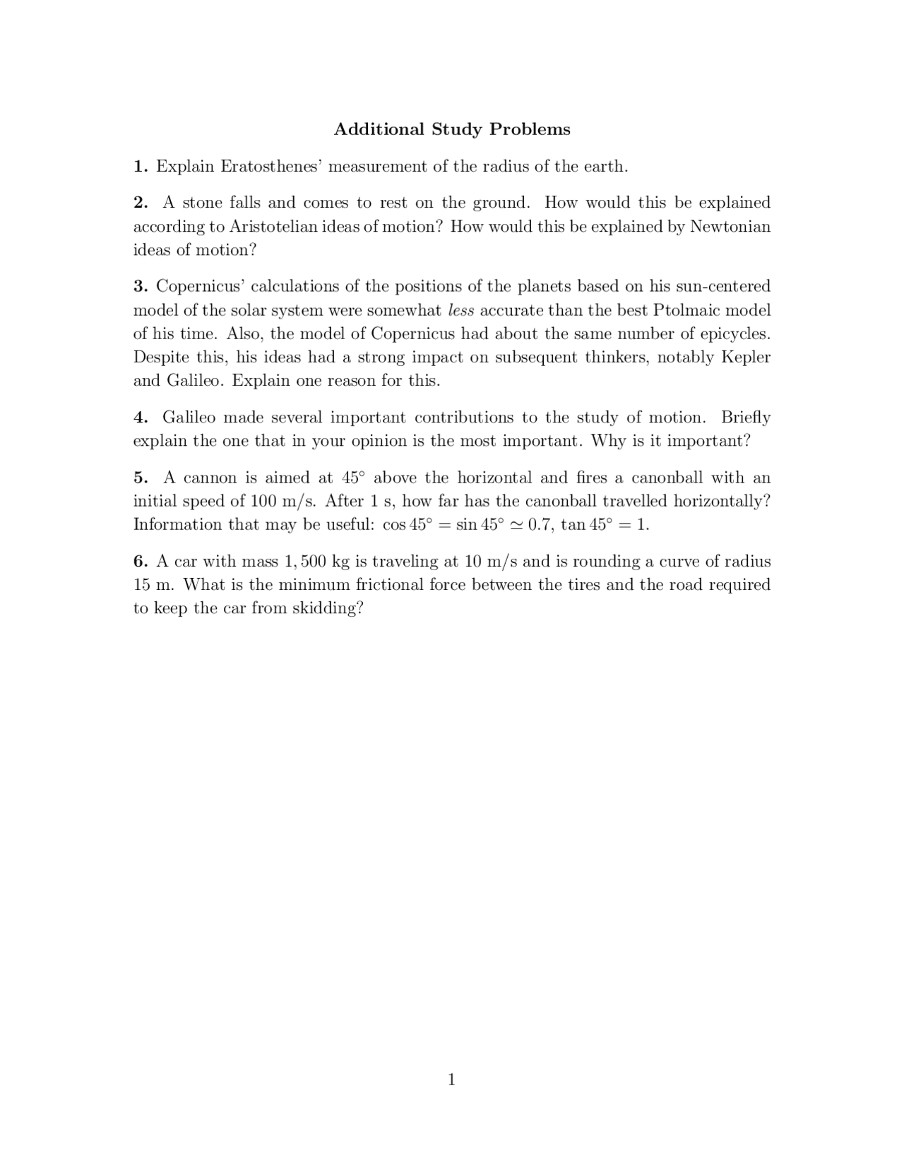 Additional Study Problems - Contemporary Physics | PHYS 101 - Docsity