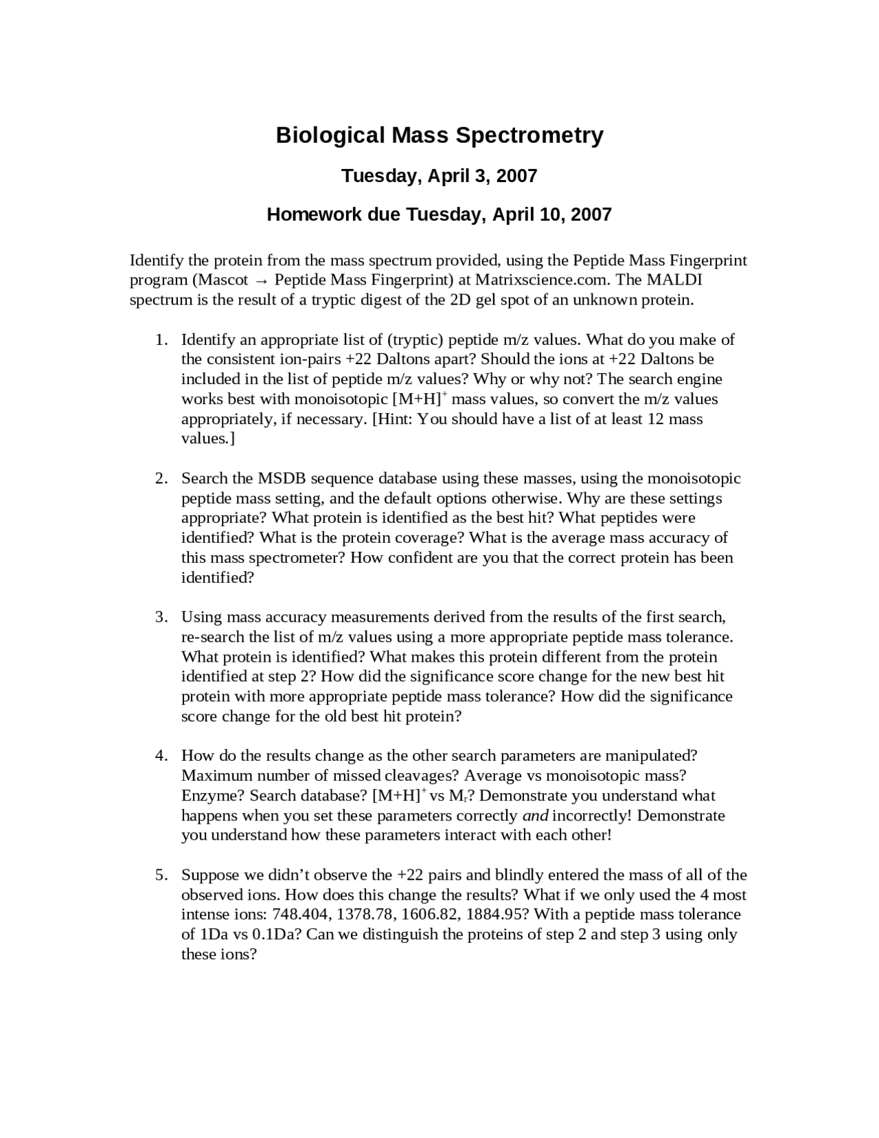Mass Spectroscopy Assignment at Patricia Mack blog