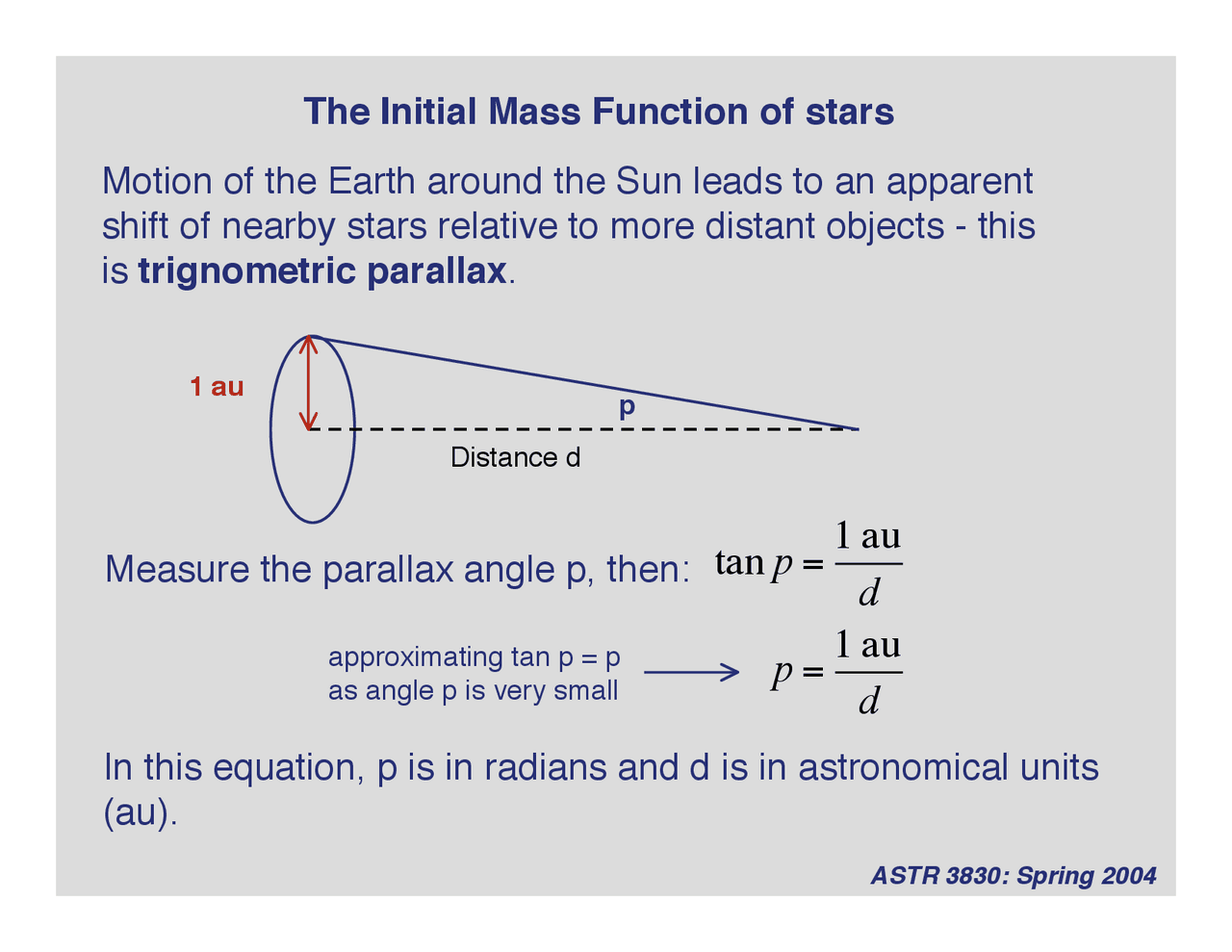 Lecture Slides for The Initial Mass Function of Stars | ASTR 3830 ...