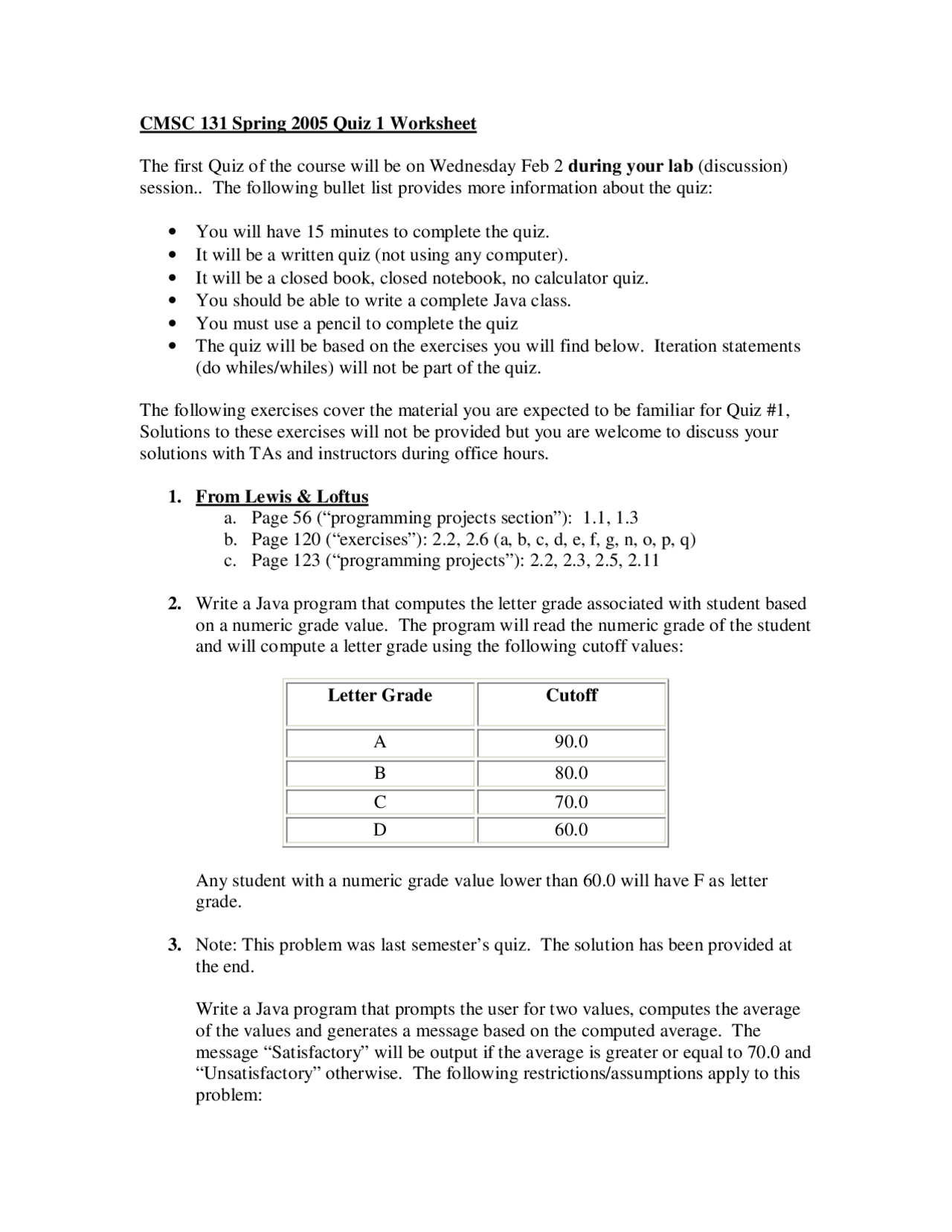 Object Oriented Programming I - Study Guide | CMSC 131 - Docsity
