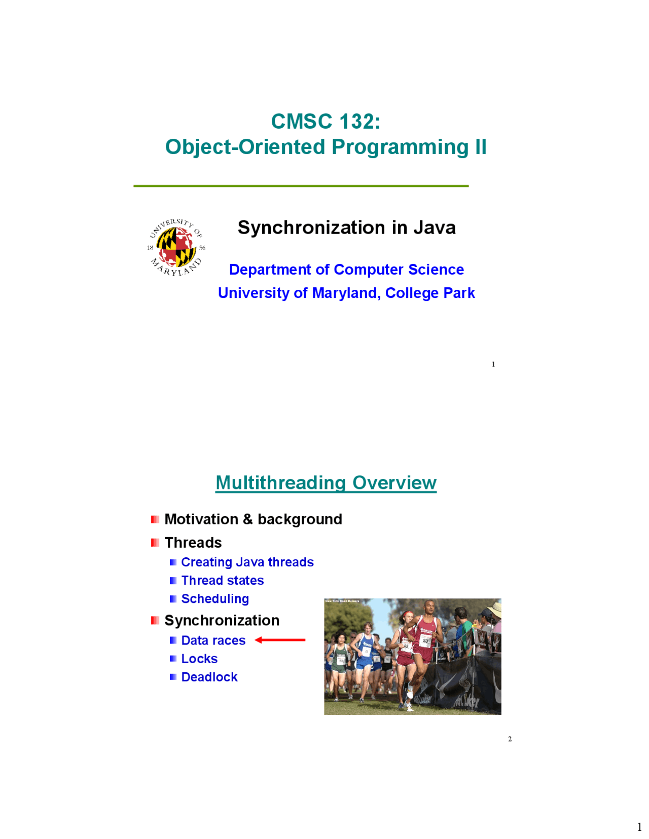 The Multithreading Overview of the Synchronization in Java | CMSC 132 ...