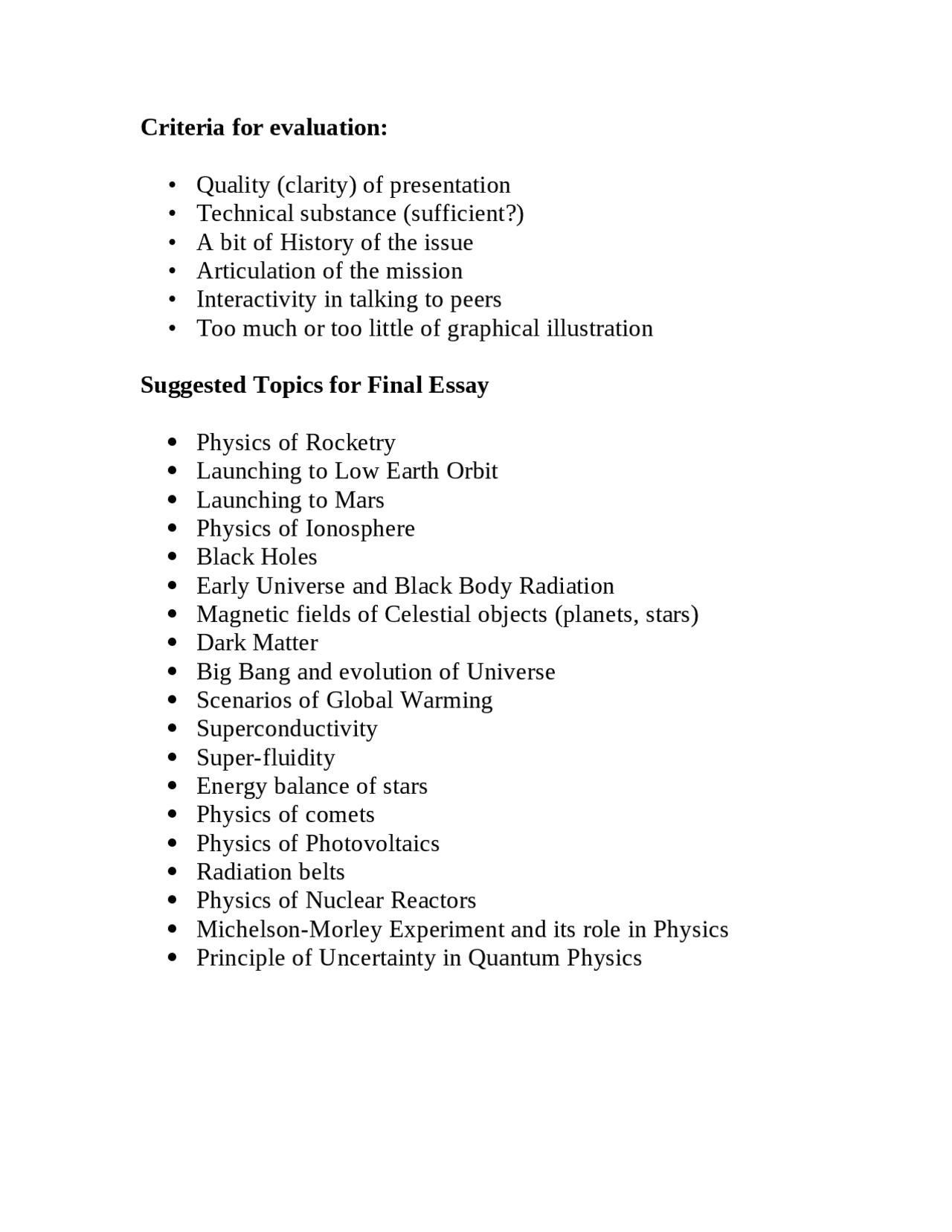 Final Exam Topics - Contemporary Physics | PHYS 101 - Docsity