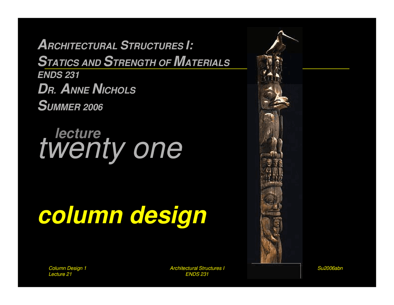 Notes on Column Design | Architecture Structure | ENDS 231 - Docsity