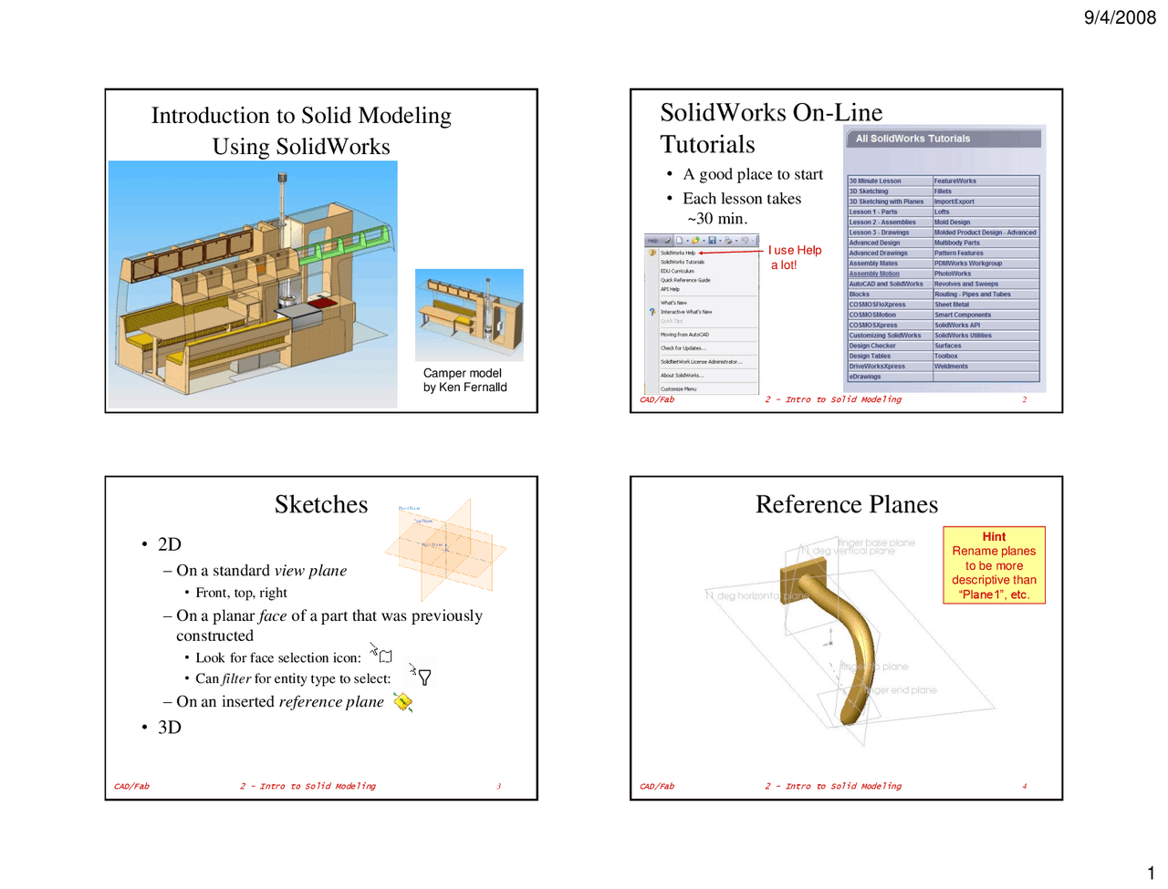 Introduction to Solid Modeling Using Solid Works - Lecture Slides ...