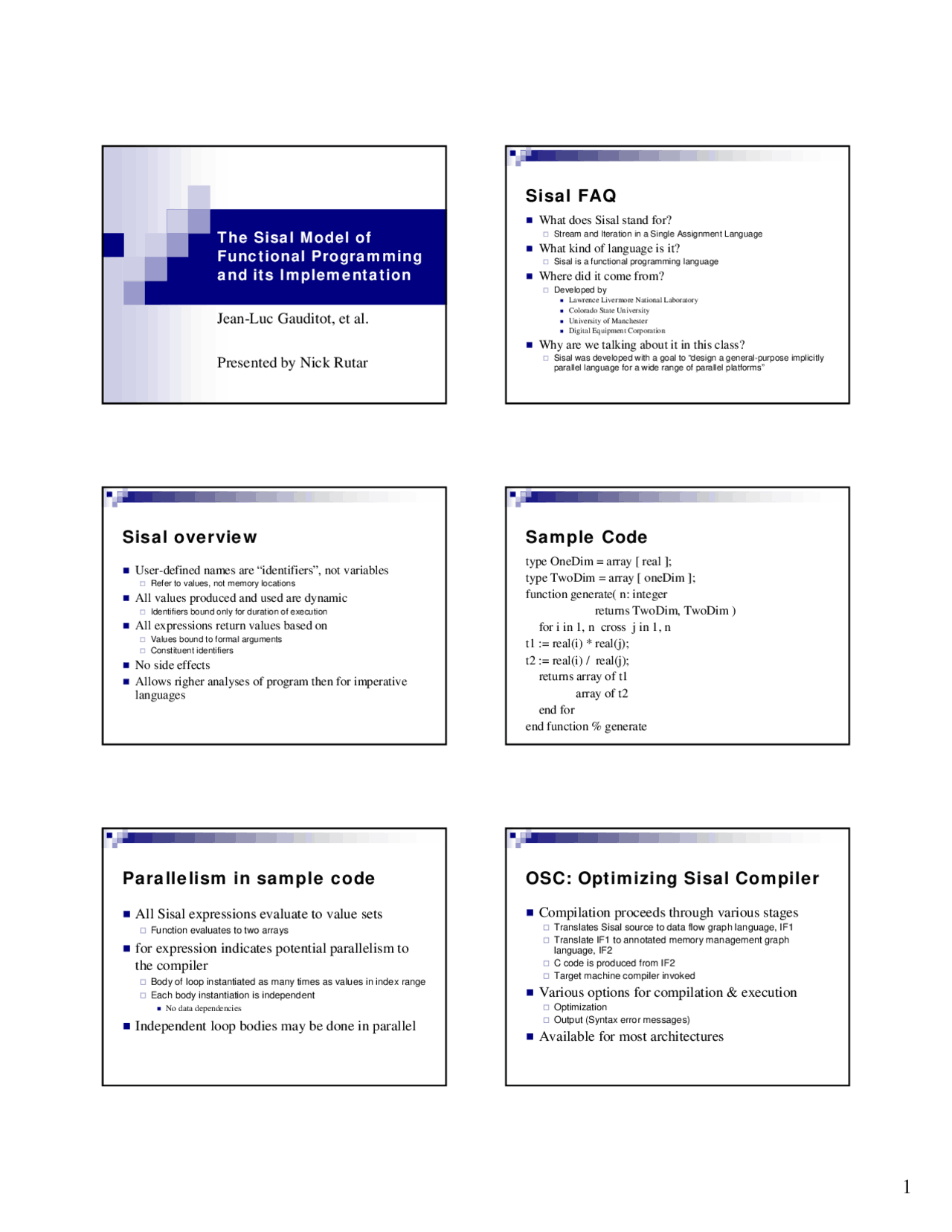 The Sisal Model of Functional Programming and its Implementation | CMSC ...