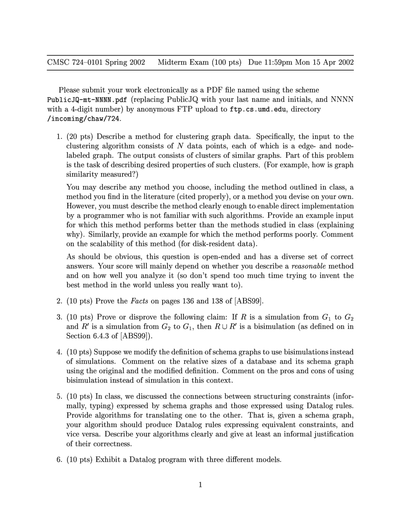 8 Questions Midterm Exam Database Management Systems Cmsc 724 Docsity