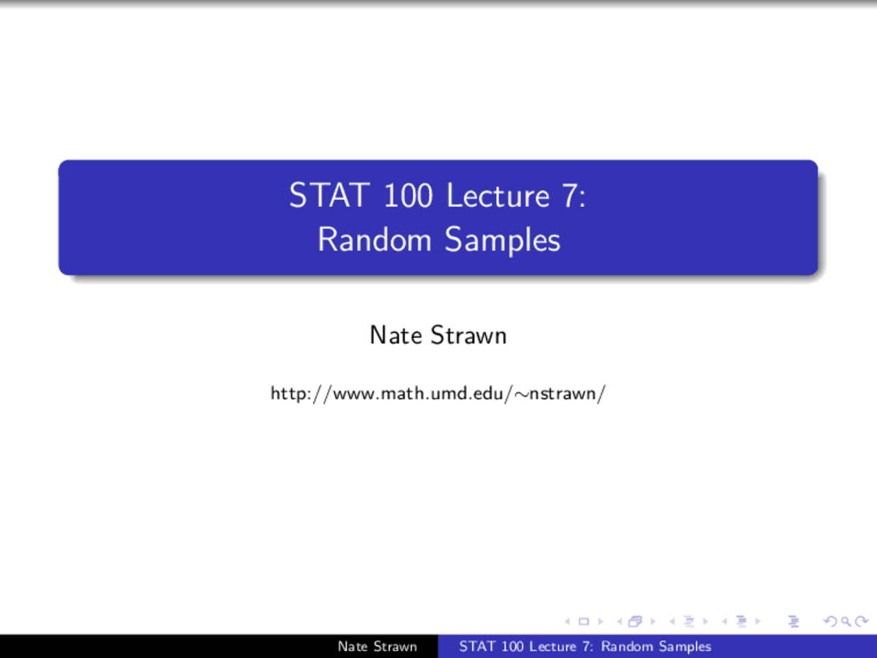 Class Note - Statistics - Random Sample | STAT 100 - Docsity