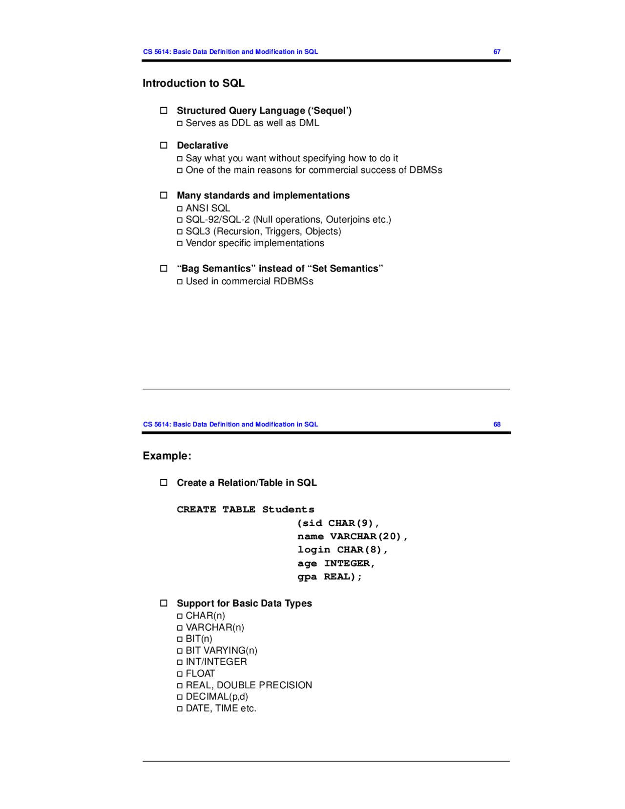 Data Modification In Sql Basic Data Definition and Modification in SQL - Database Management ...