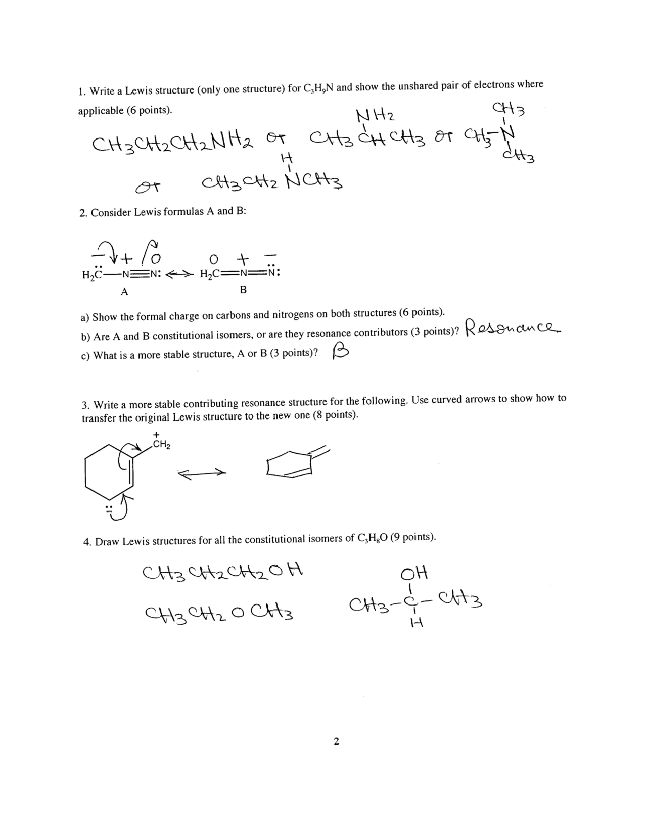 Organic Chemistry I - Exam 1 Solutions | CHEM 231 - Docsity