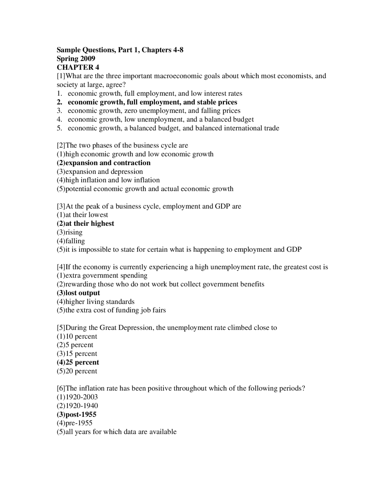 Exam Review Sheet on Principles of Economics | ECON 2006 - Docsity