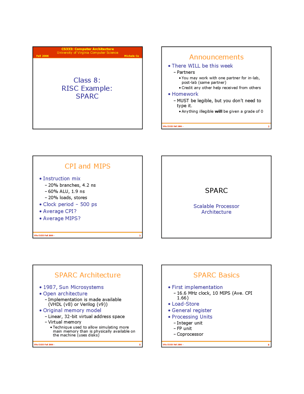 Lecture Slides on RISC Examples: SPARC - Computer Architecture | CS ...