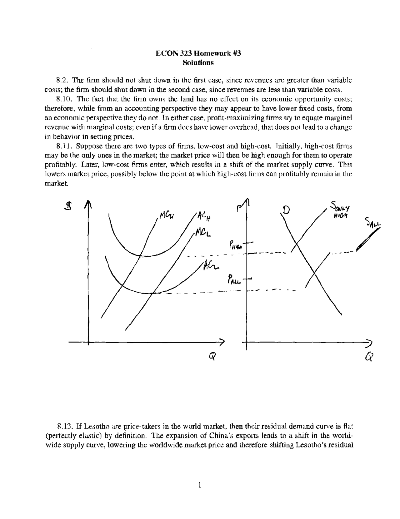 Solutions of Homework 3 on Microeconomic Theory | ECON 323 - Docsity