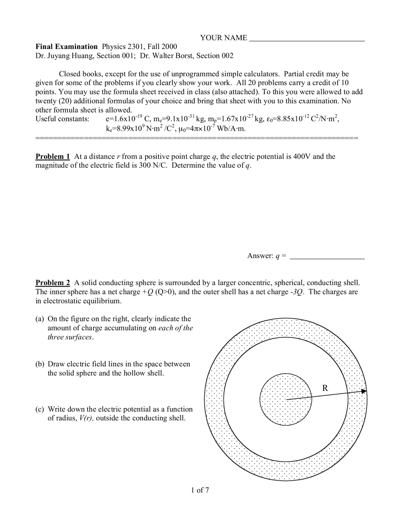 Final Exam Practice Principles of Physics II PHYS 2401 Docsity
