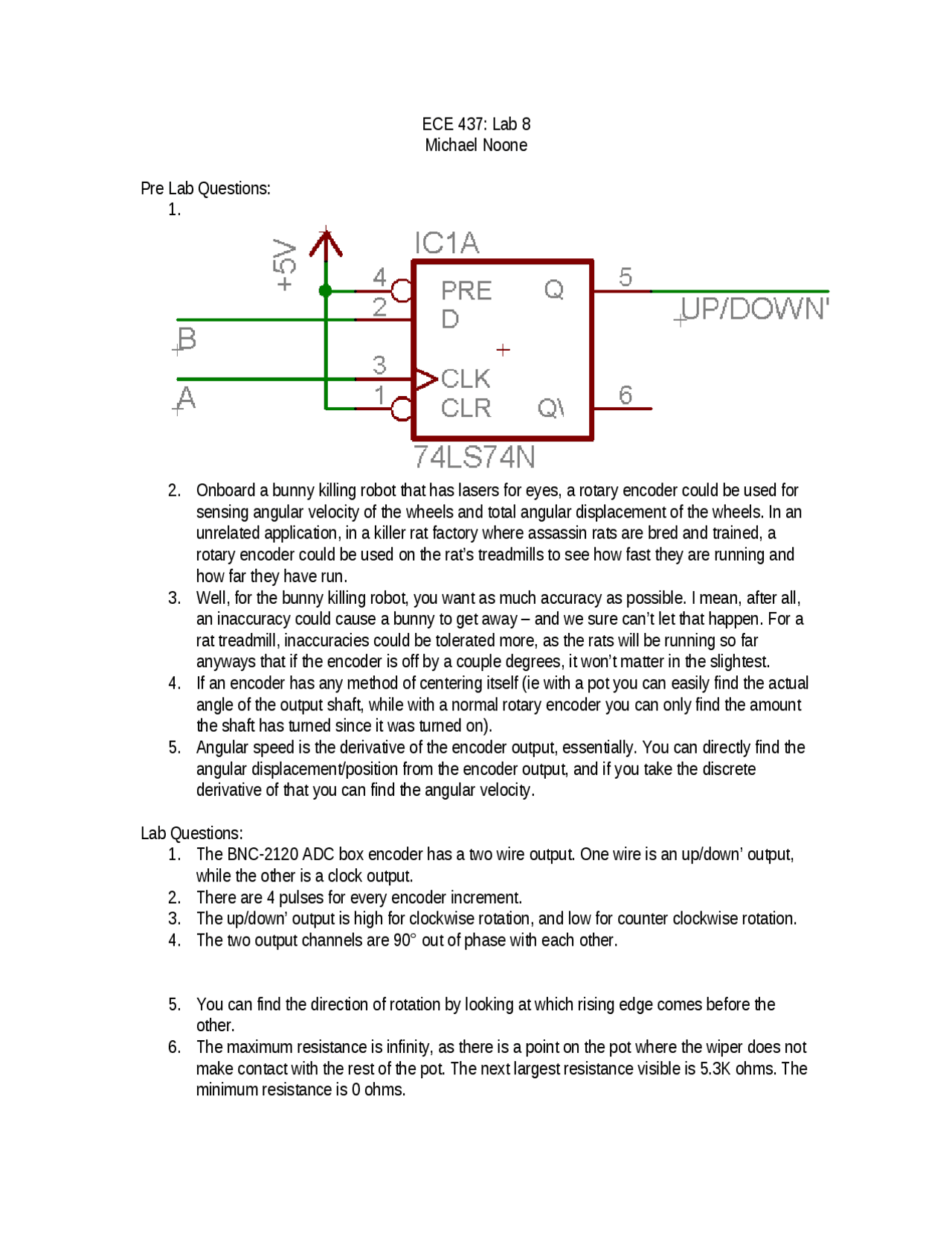 14 Questions Sensors and Instrumentation Experiment 1 ECE 437 Docsity