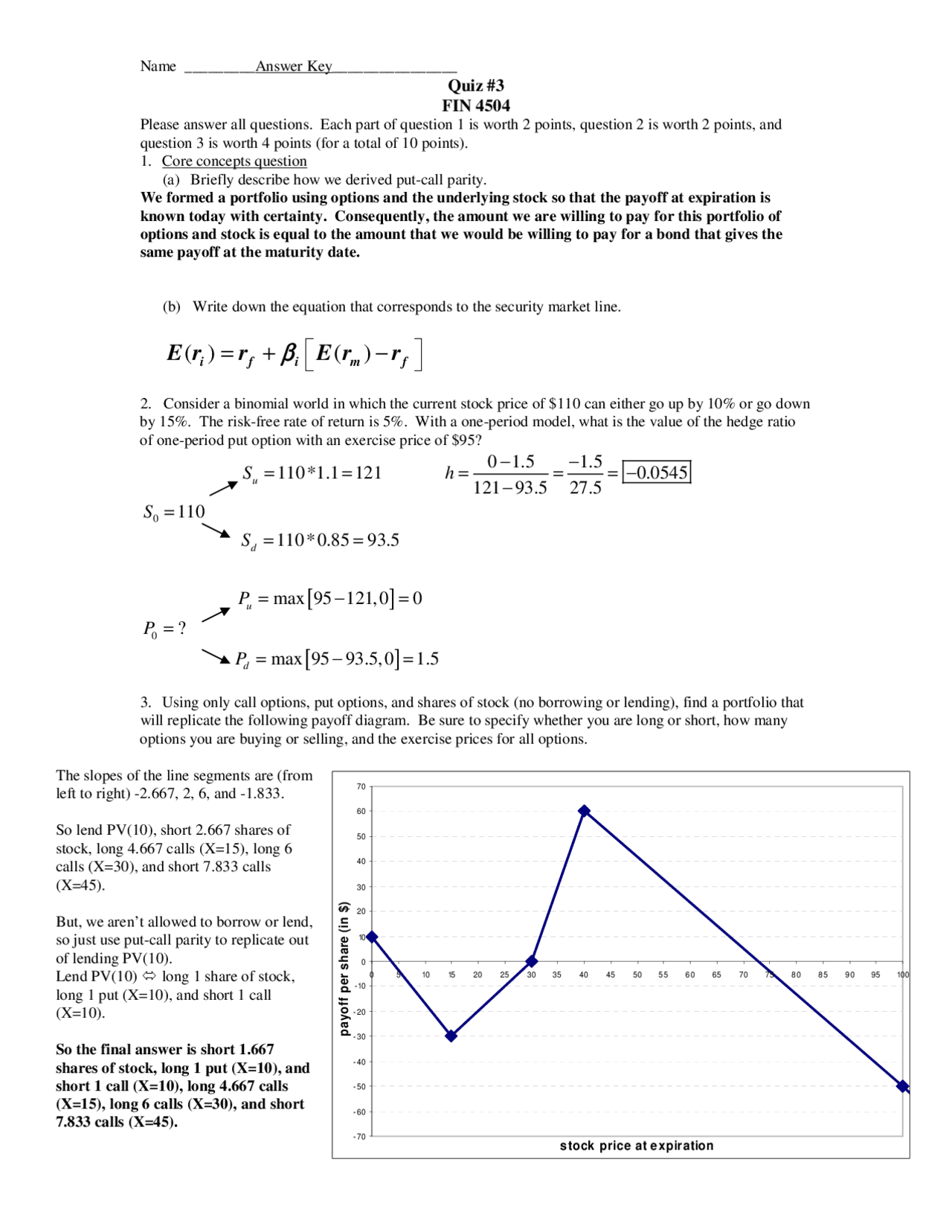 Equity and Capital Markets - Quiz 3 Answer Key | FIN 4504 | Quizzes ...
