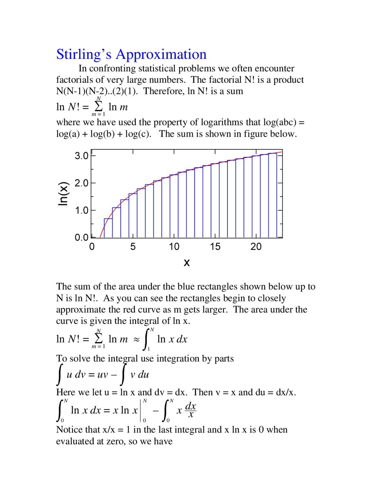 Stirling Chart Introduction to Stirling's Approximation - Study Notes | CH 433 - Docsity
